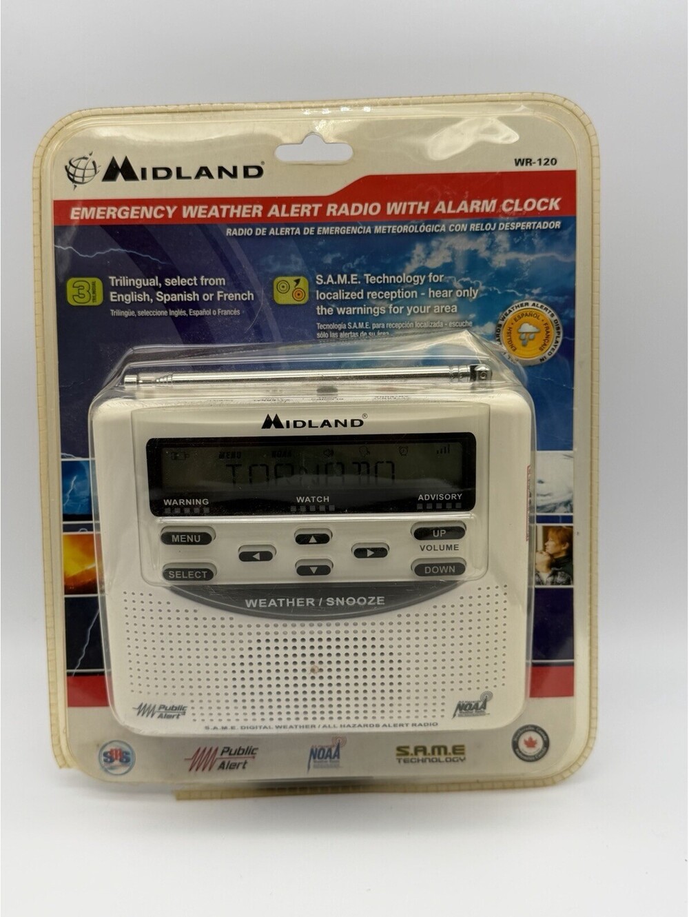 Midland WR-120 NOAA Emergency Weather Alert Radio Alarm Clock NEW Sealed